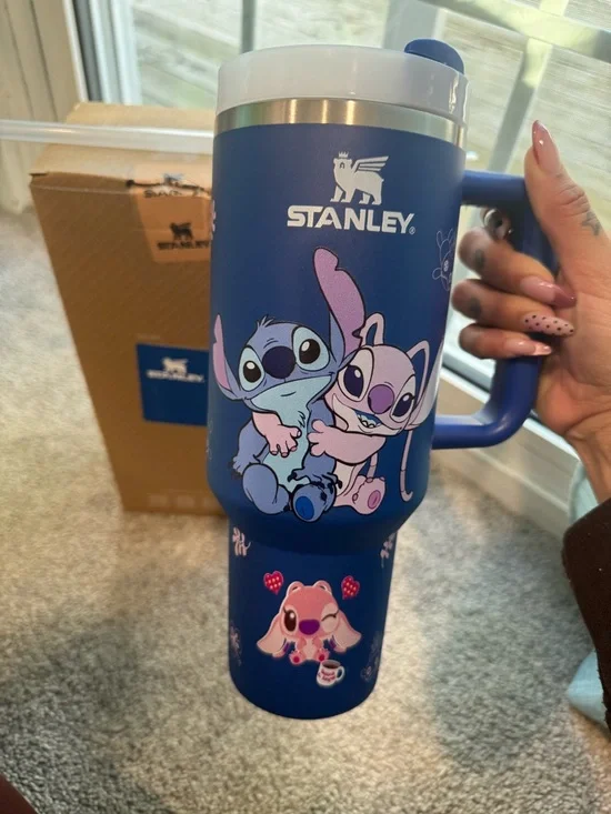 Stanley Blue Stitch & Angel Stitch Travel Mug with Handle - Picture 6 of 6